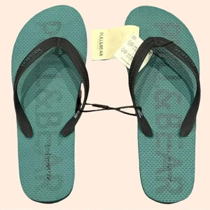 NWT! SIZE 9 PULL & BEAR TURQUOISE & BLACK FLIP FLOPS